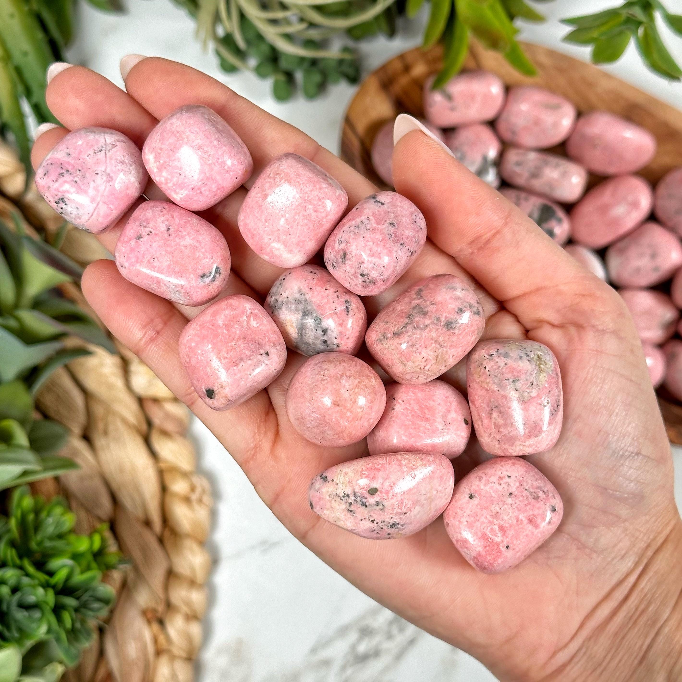 Rhodonite Tumble | S, L | - No. 427 (polished Pink Crystal Pocket Stone, Heart Chakra, Love)