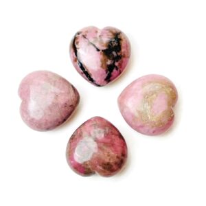 Polished Rhodonite Heart: Pink & Black Gemstone Carving (20-30mm) Polished Rhodonite Heart: Pink & Black Gemstone Carving (20-30mm)