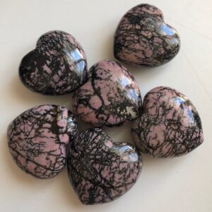 Rhodonite Puffy Heart Gemstone: Brazil Healing Crystal (45mm) Rhodonite Puffy Heart Gemstone: Brazil Healing Crystal (45mm)
