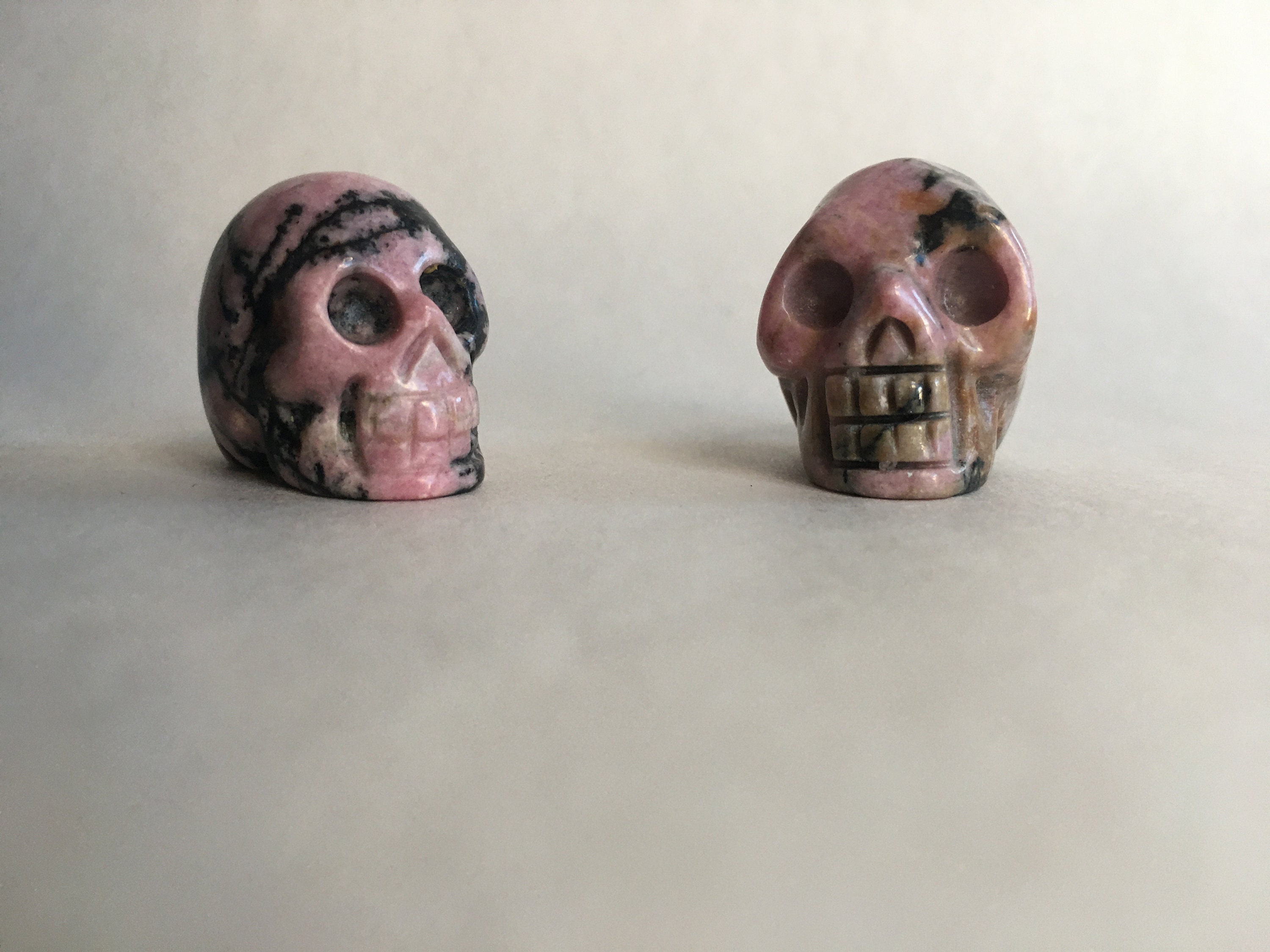 Polished Rhodonite Crystal Skull, Healing Stone