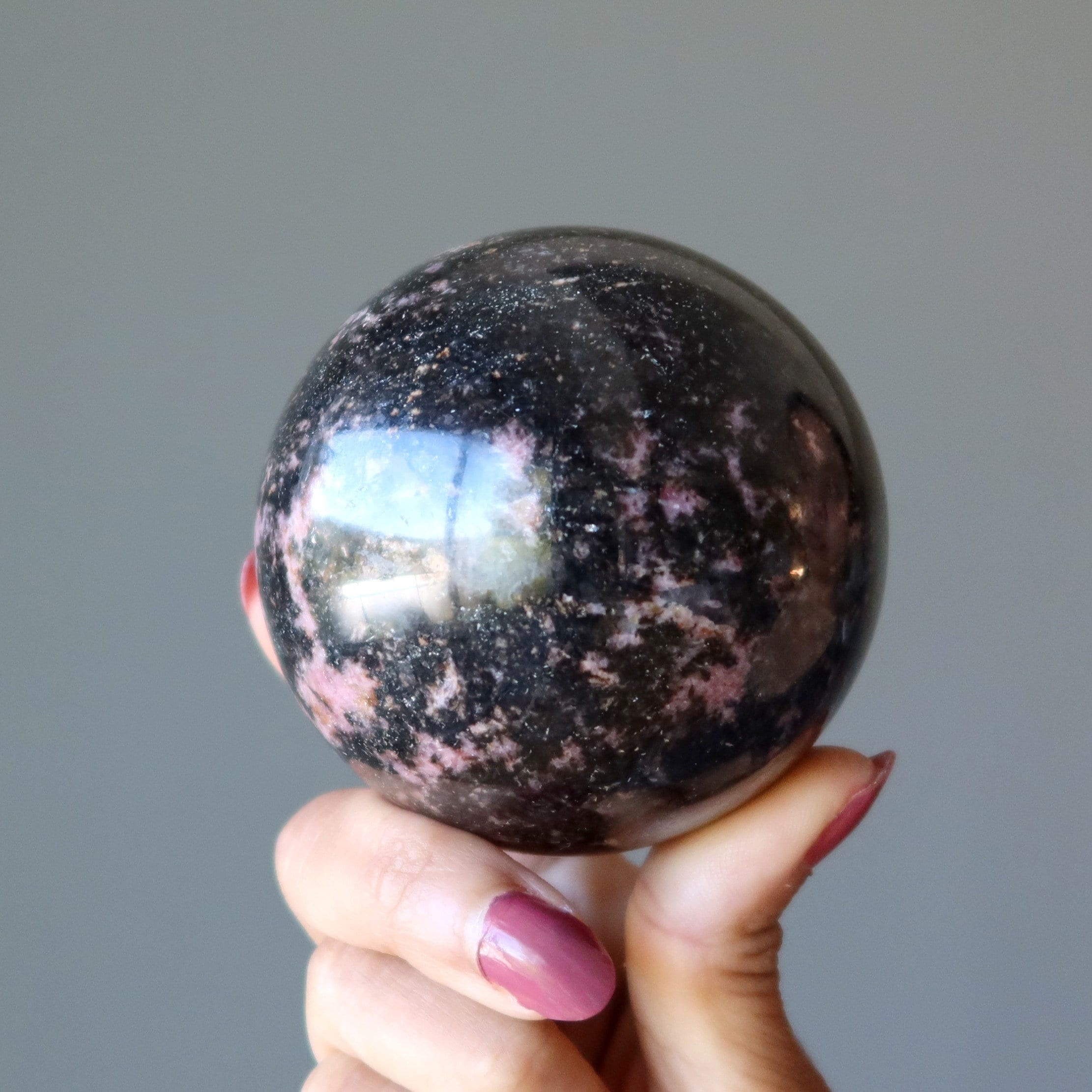 Rhodonite Sphere Love Goddess Venus Eclipse Pink Crystal Ball