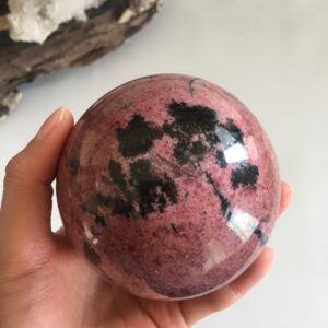 XL Rhodonite Sphere, Polished Crystal Ball (8cm) XL Rhodonite Sphere, Polished Crystal Ball (8cm)