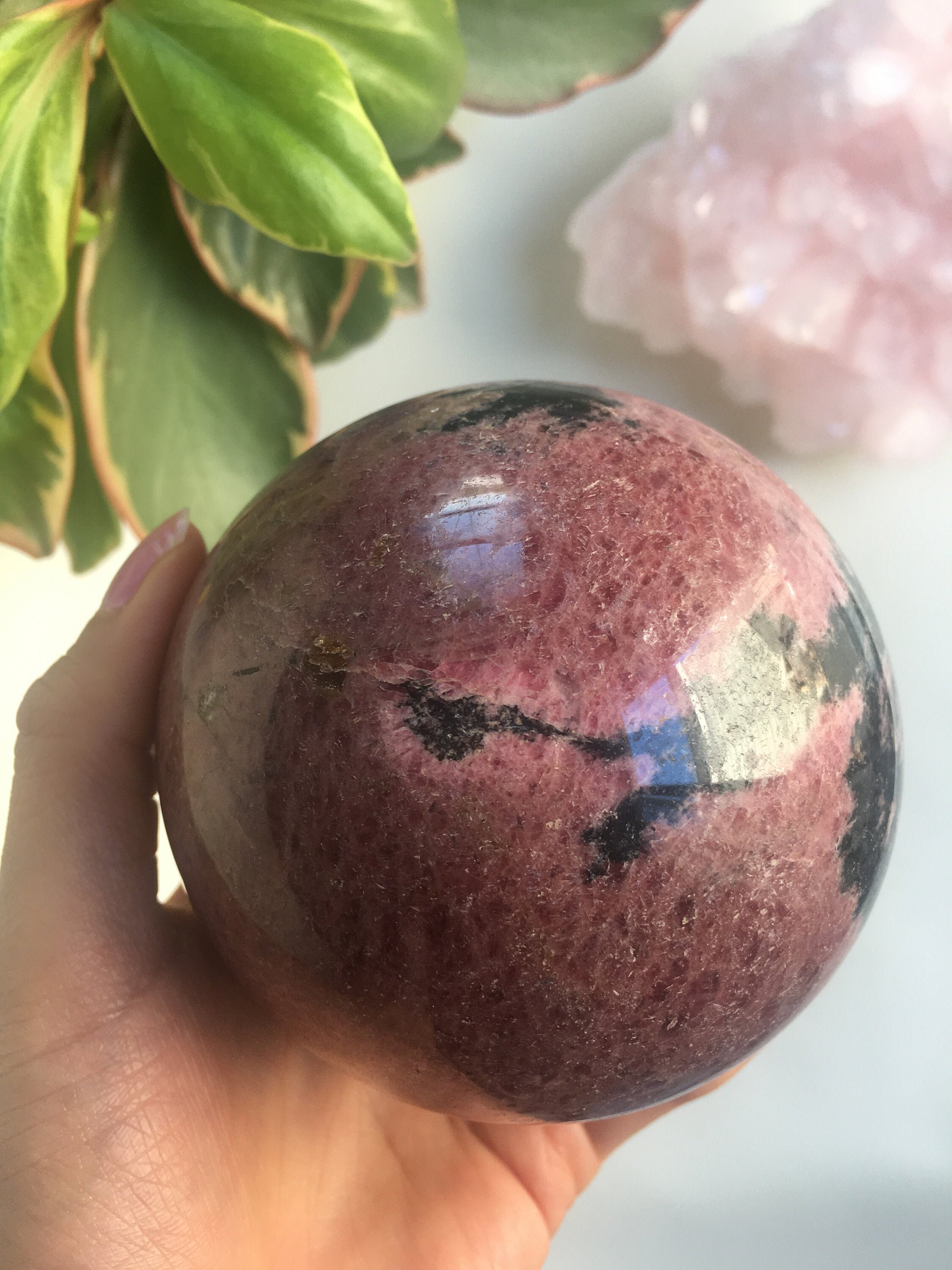 Xl Rhodonite Sphere, Rhodonite