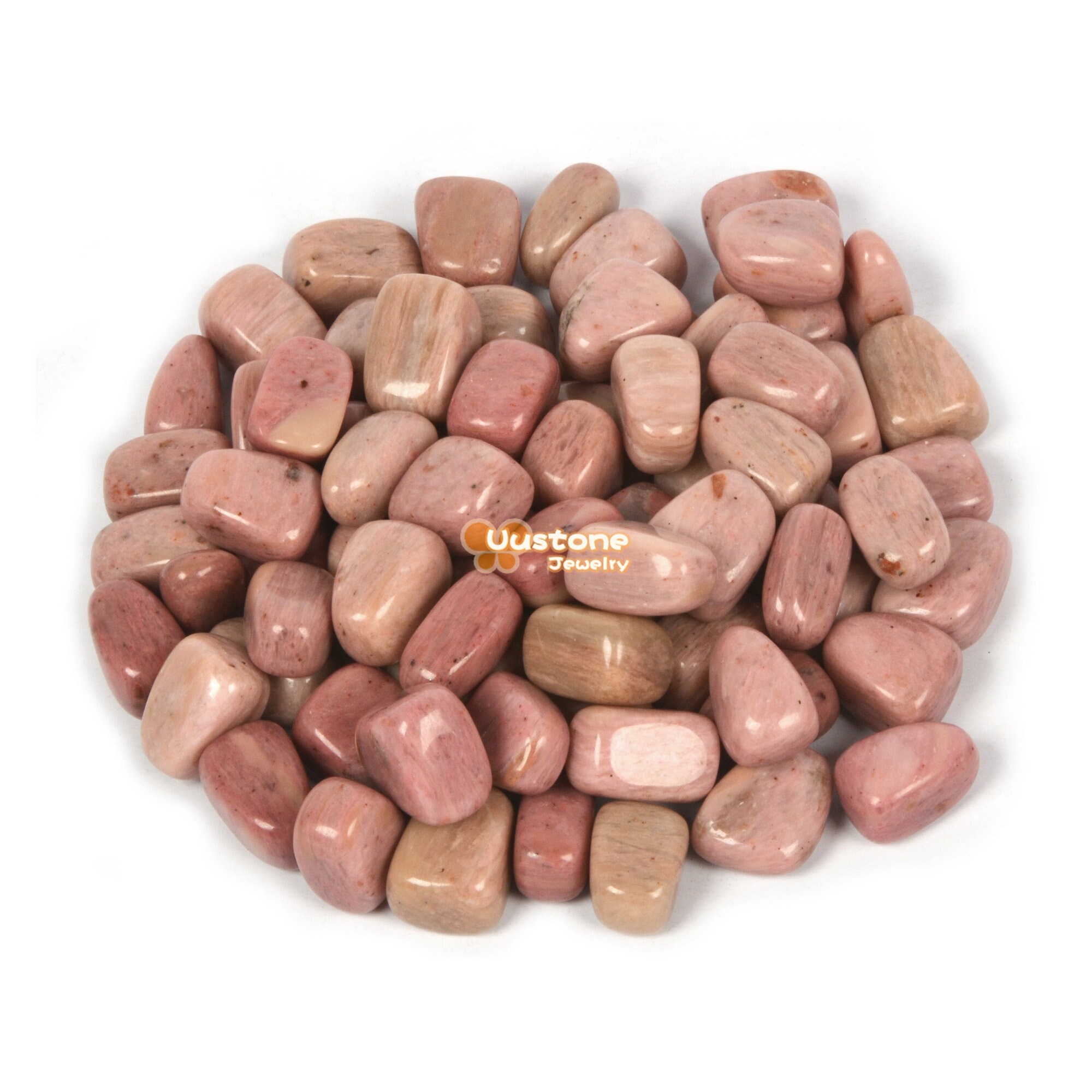 100 Grams Pink Rhodonite Tumbled Polished Natural Crystal Healing Pocket Stones Rock Collection