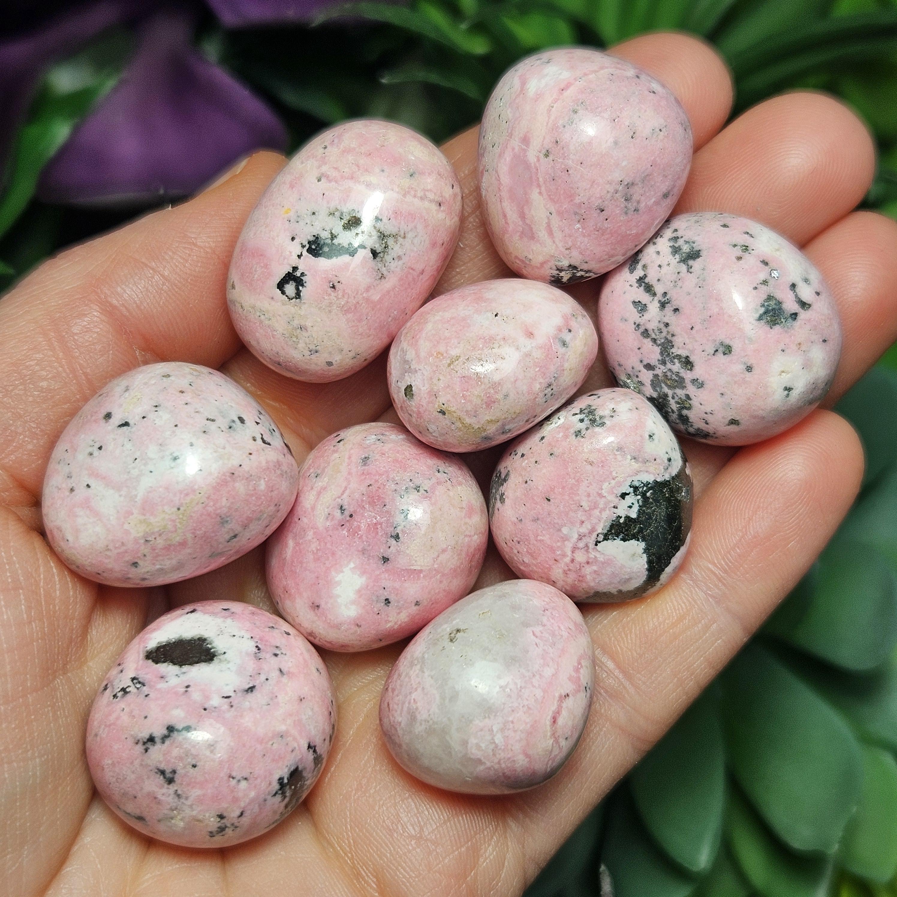 Bubblegum Pink Rhodonite Crystal: Tumbled Peruvian Stone Bubblegum Pink Rhodonite Crystal: Tumbled Peruvian Stone