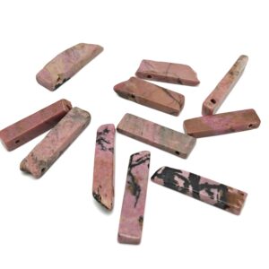 Rhodonite Drilled Tumbled Stones - Rectangle Hole Tumbled Stone - Making Jewelry Cytsals - Bulk Stones - Nc1668 Rhodonite Drilled Tumbled Stones - Rectangle Hole Tumbled Stone - Making Jewelry Cytsals - Bulk Stones - Nc1668