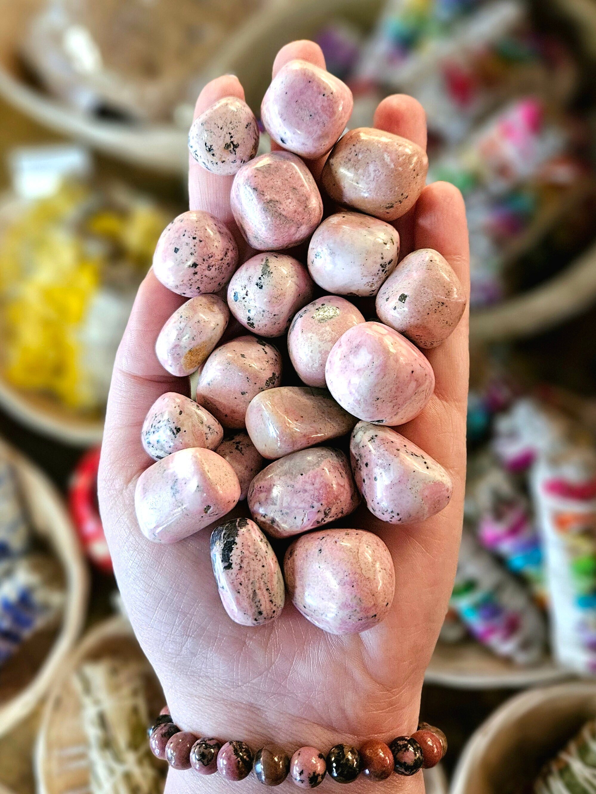 Rhodonite Tumbled Stone, One, Crystal Healing, Crafts, Feng Shui, Reiki, Crystal Grids, Artisan, Crystal Stones