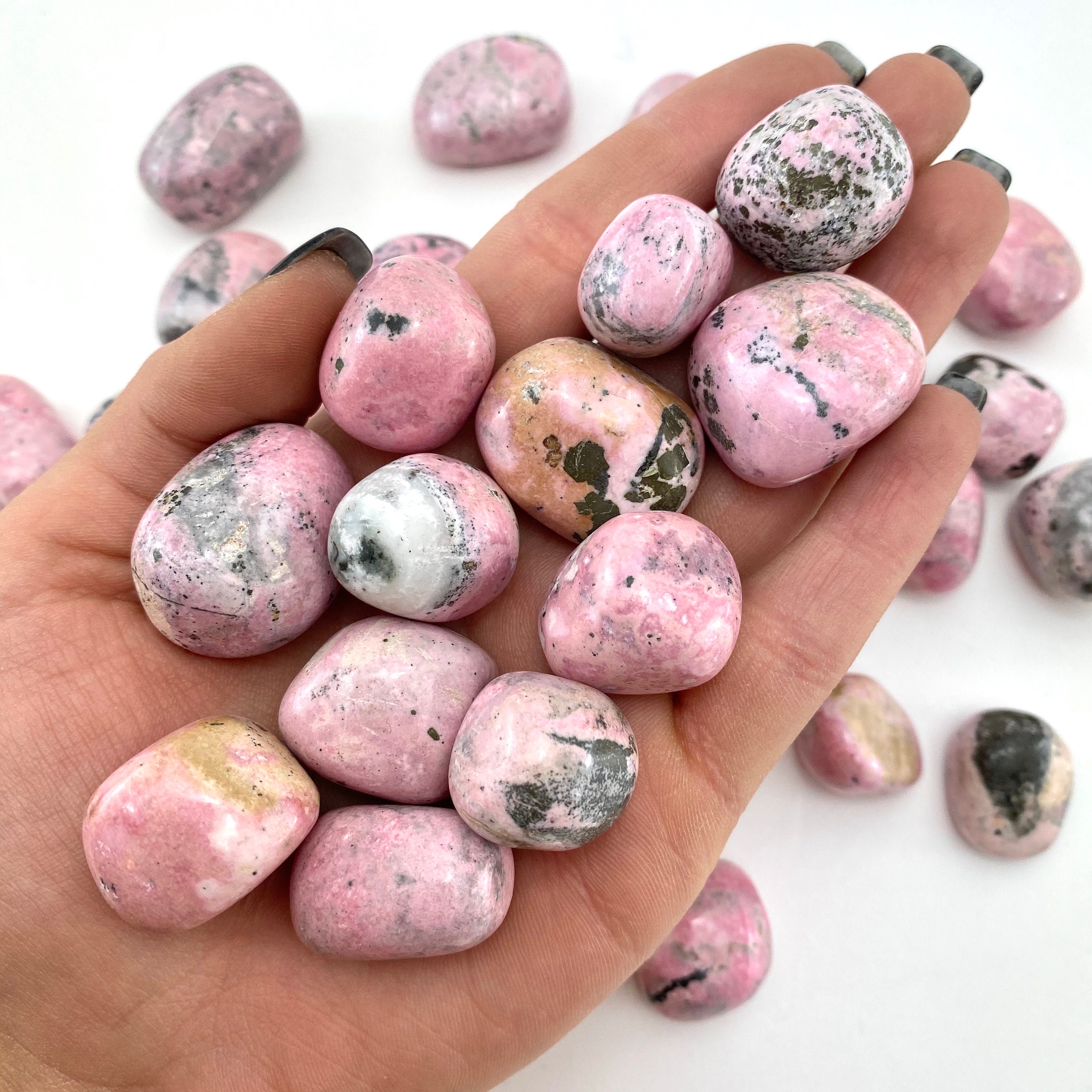 Rhodonite Tumbled Stone, Peru Rhodonite, Tumbled Rhodonite, Natural Rhodonite, T-117