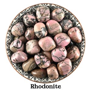 Rhodonite Tumbled Stone, Polished Pink And Black Crystal, Emotional Healing And Love Rhodonite Tumbled Stone, Polished Pink And Black Crystal, Emotional Healing And Love