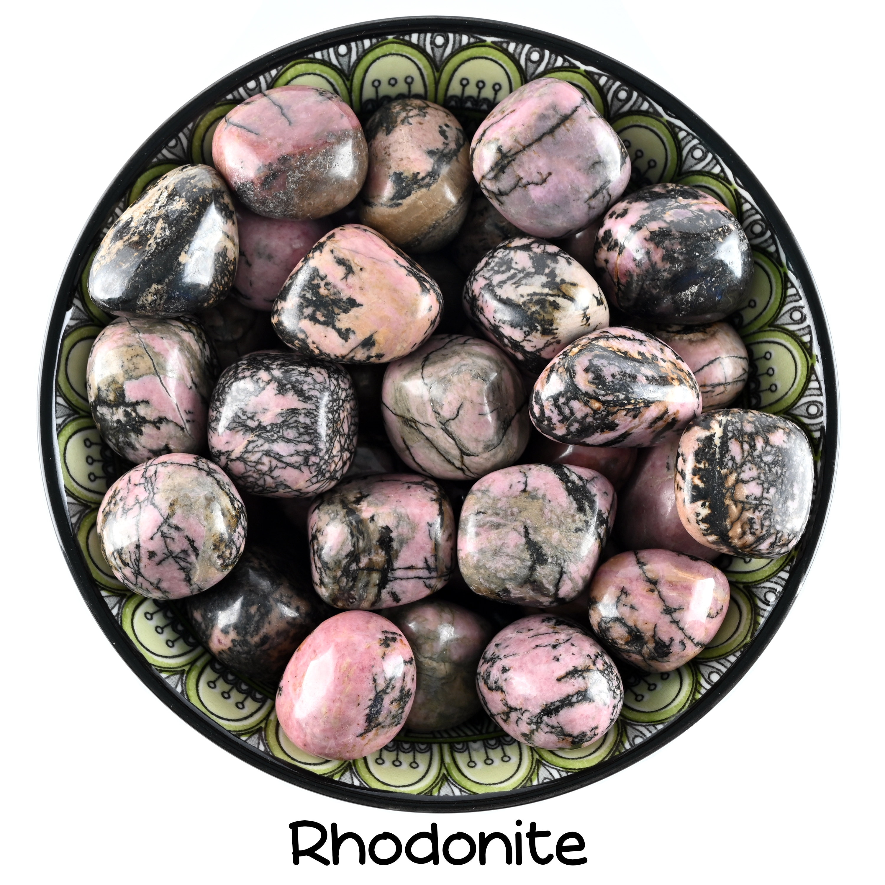 Rhodonite Tumbled Stone, Polished Pink And Black Crystal, Altar Ritual Healing Gem