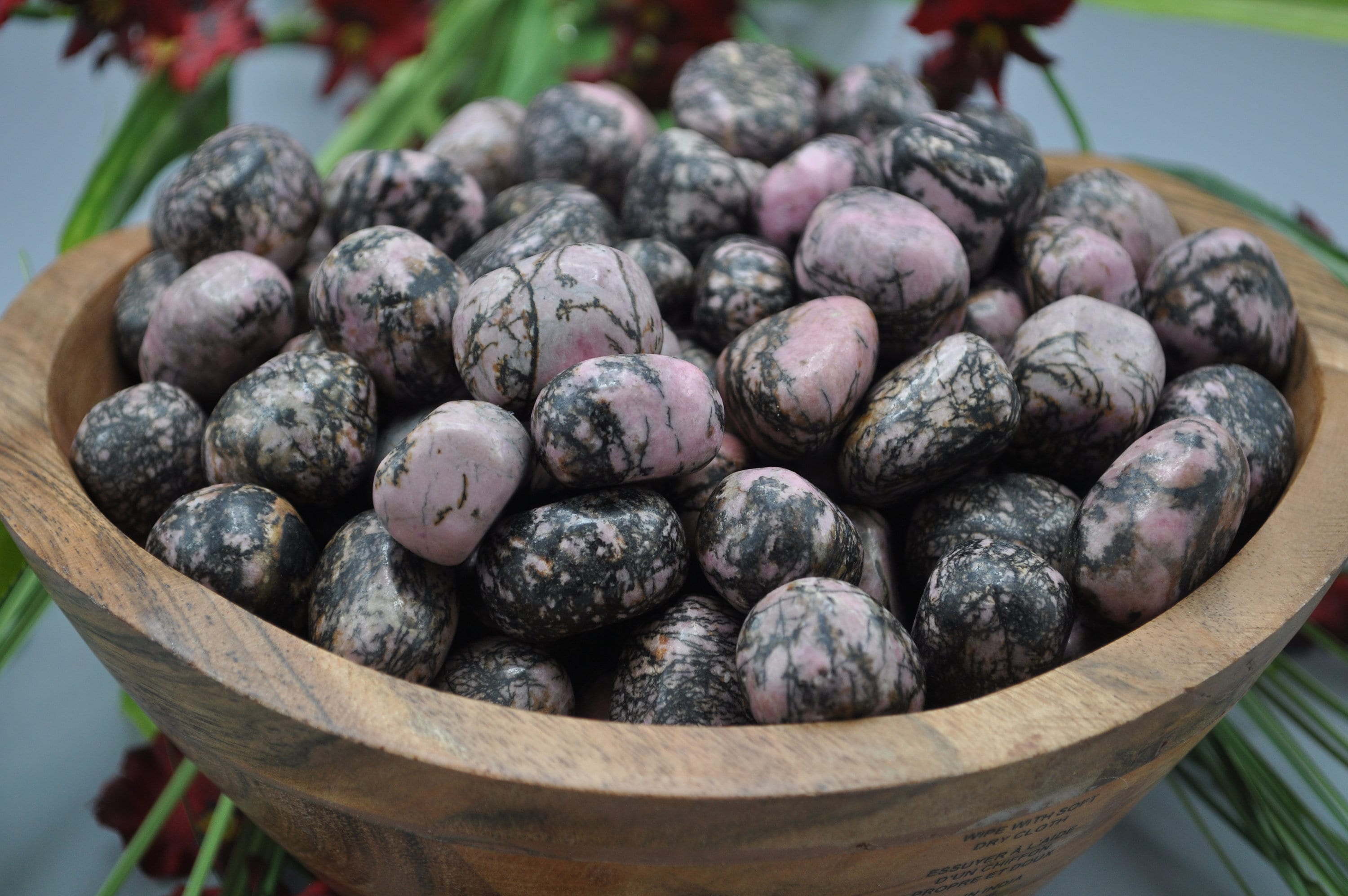 Rhodonite Tumbled Stones, Tumbled Rhodonite Pink Crystal