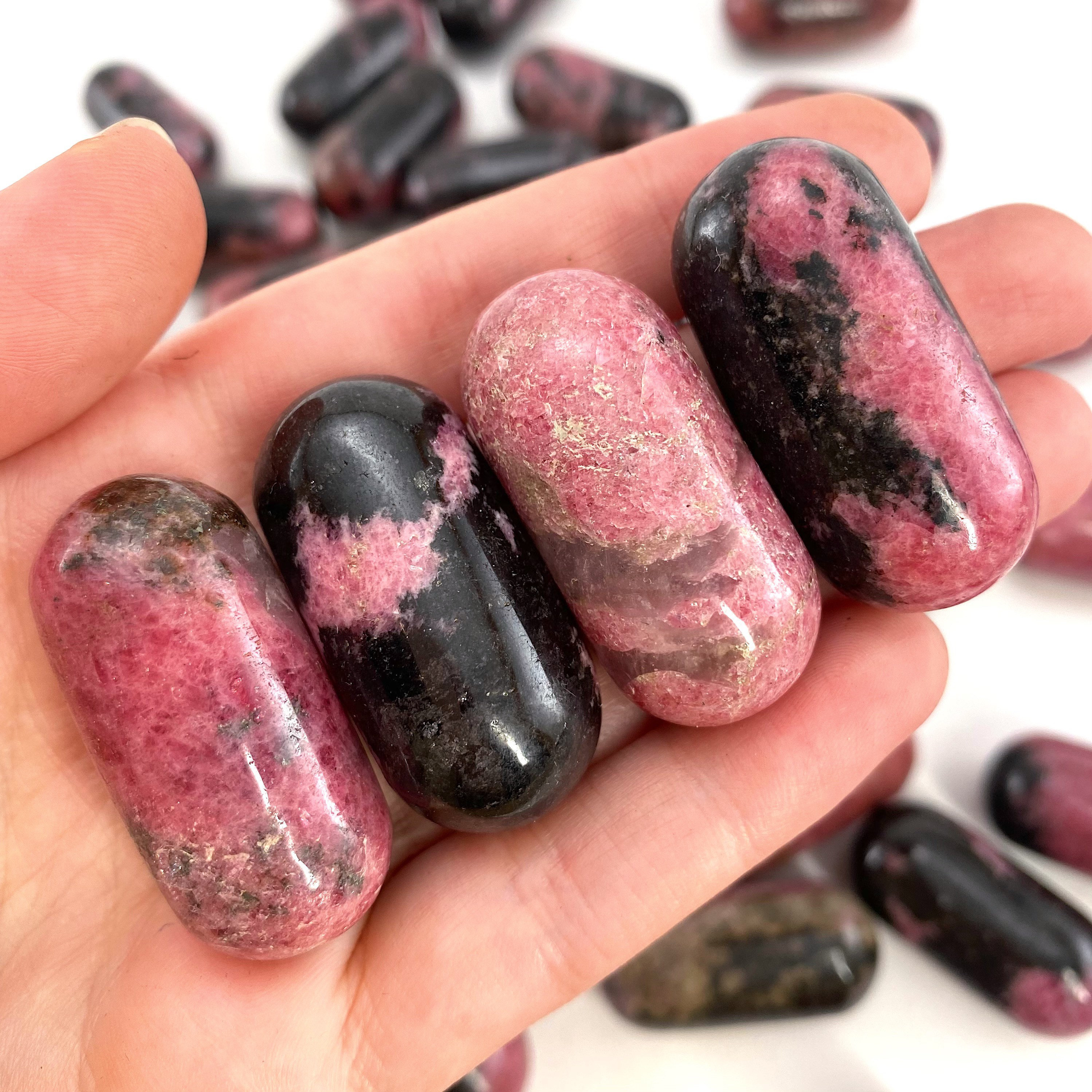 Rhodonite Worry Stone | Polished Pink Tumbled Crystal Lingam (heart Chakra)
