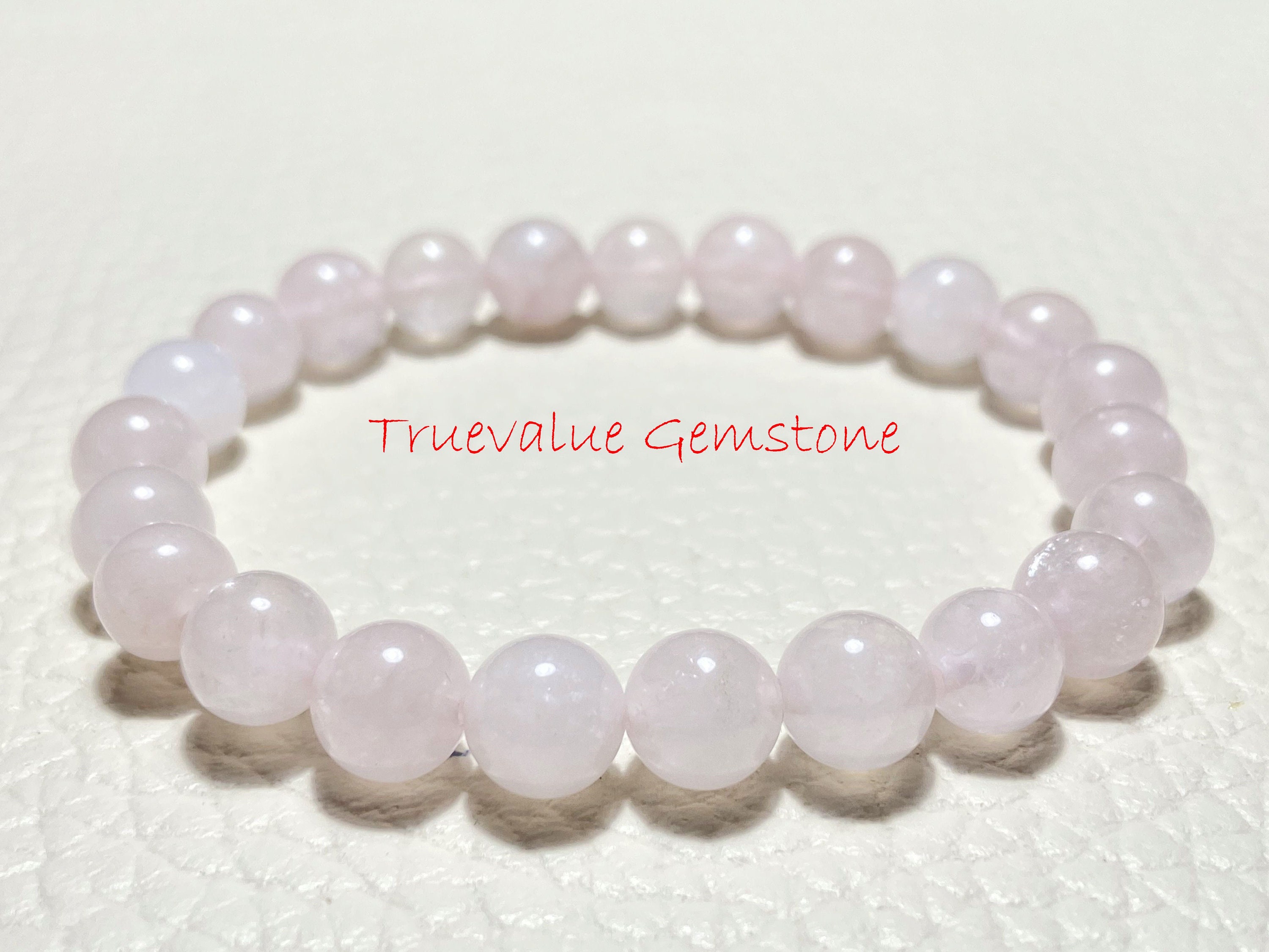 Rose Quartz Bracelet: 8mm Genuine Crystal Bead Gemstone, Self-love