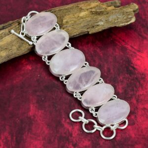 Rose Quartz Bracelet, 925 Sterling Silver Bracelet, Adjustable Chain Bracelet, Real Gemstone Bracelet, Handmade Jewelry Birthday Gifts.
