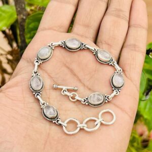 Rose Quartz 925 Sterling Silver Cuff Bracelet: Adjustable Gemstone Bangle