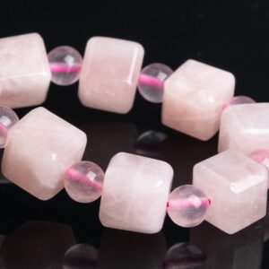 9mm Madagascar Rose Quartz Beads Bracelet Grade Aa Genuine Natural Beveled Edge Faceted Cube Gemstone 7" (119333h-2632) 9mm Madagascar Rose Quartz Beads Bracelet Grade Aa Genuine Natural Beveled Edge Faceted Cube Gemstone 7" (119333h-2632)