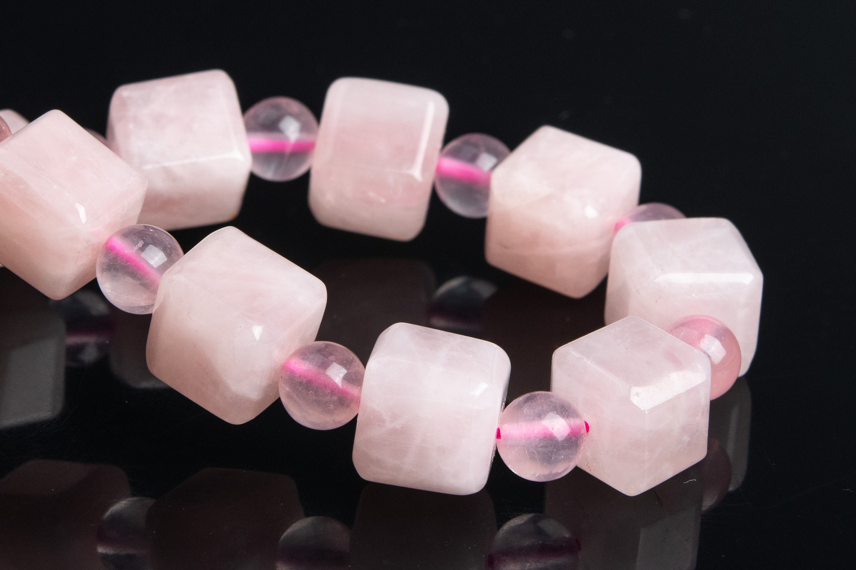 9mm Madagascar Rose Quartz Beads Bracelet Grade Aa Genuine Natural Beveled Edge Faceted Cube Gemstone 7" (119333h-2632) 9mm Madagascar Rose Quartz Beads Bracelet Grade Aa Genuine Natural Beveled Edge Faceted Cube Gemstone 7" (119333h-2632)