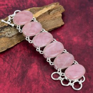 Rose Quartz Bracelet, Adjustable Chain Bracelet, Gemstone Bracelet, 925 Sterling Silver Bracelet, Handmade Jewelry, Party Wear Gift