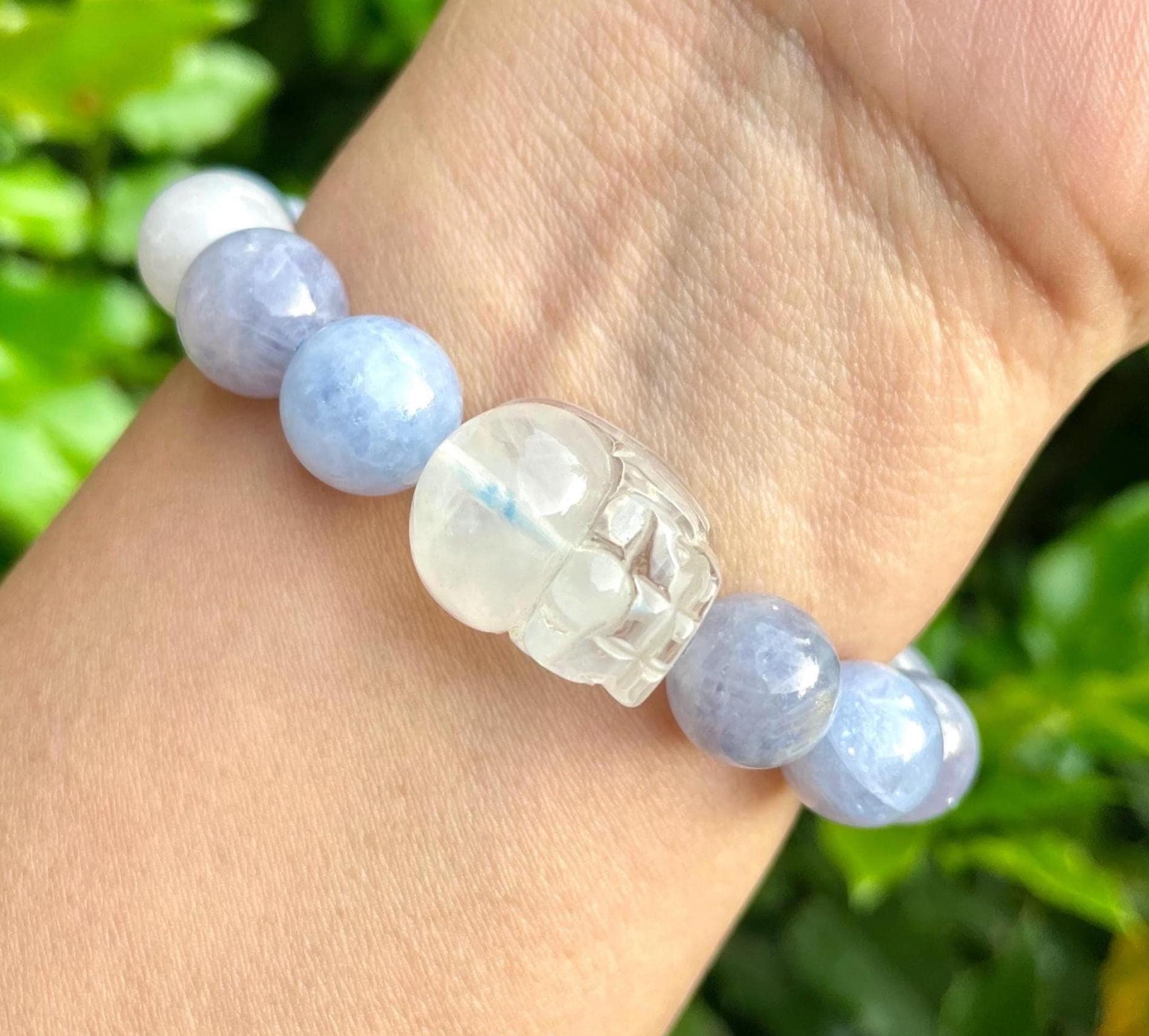 Blue Rose Quartz Bracelet With Angel Feather & Pixiu Charm Blue Rose Quartz Bracelet With Angel Feather & Pixiu Charm
