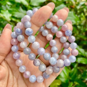 Blue Rose Quartz Bracelet: Round Bead Gemstone, 8-9mm