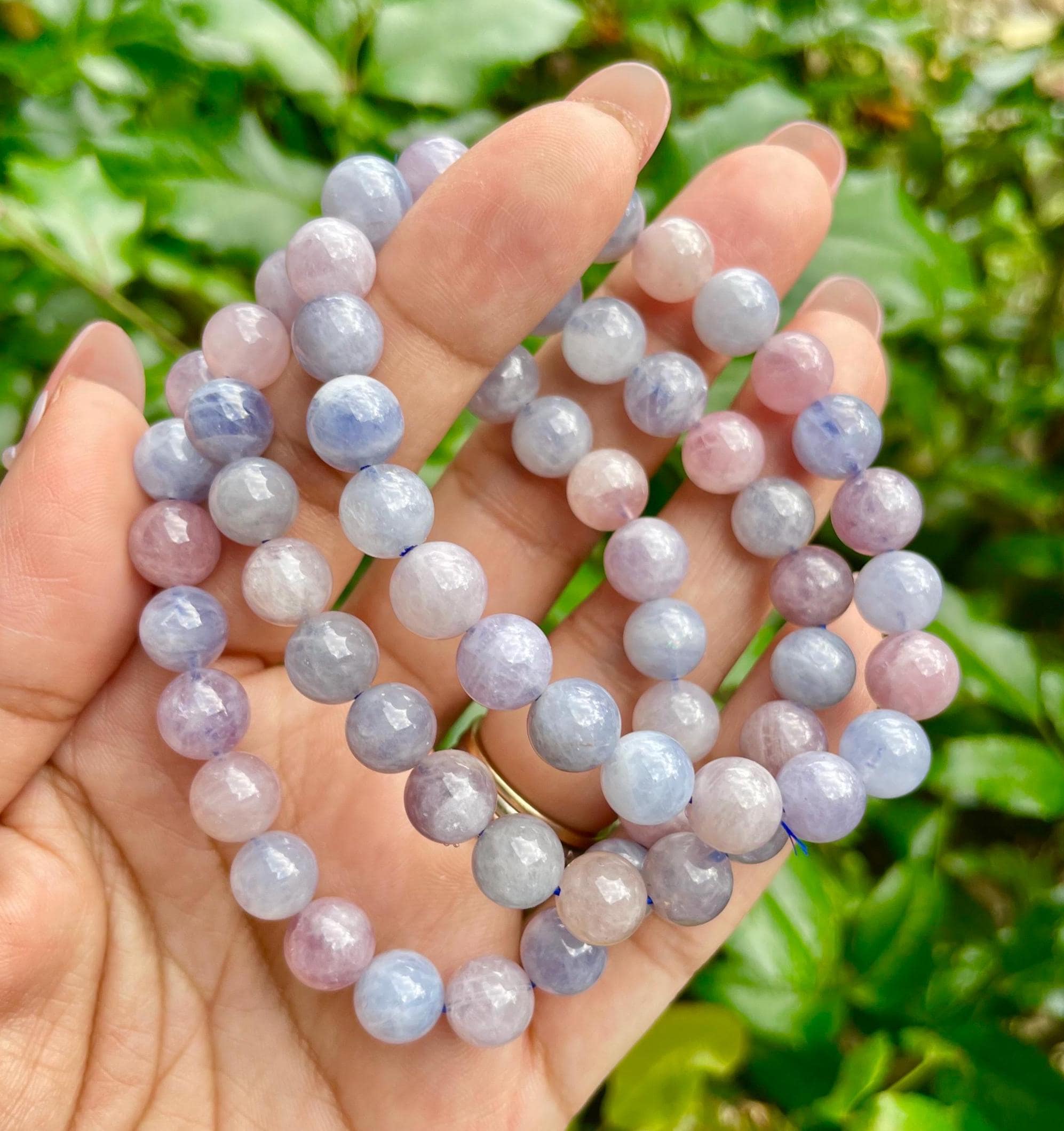Blue Rose Quartz Bracelet: Round Bead Gemstone, 8-9mm