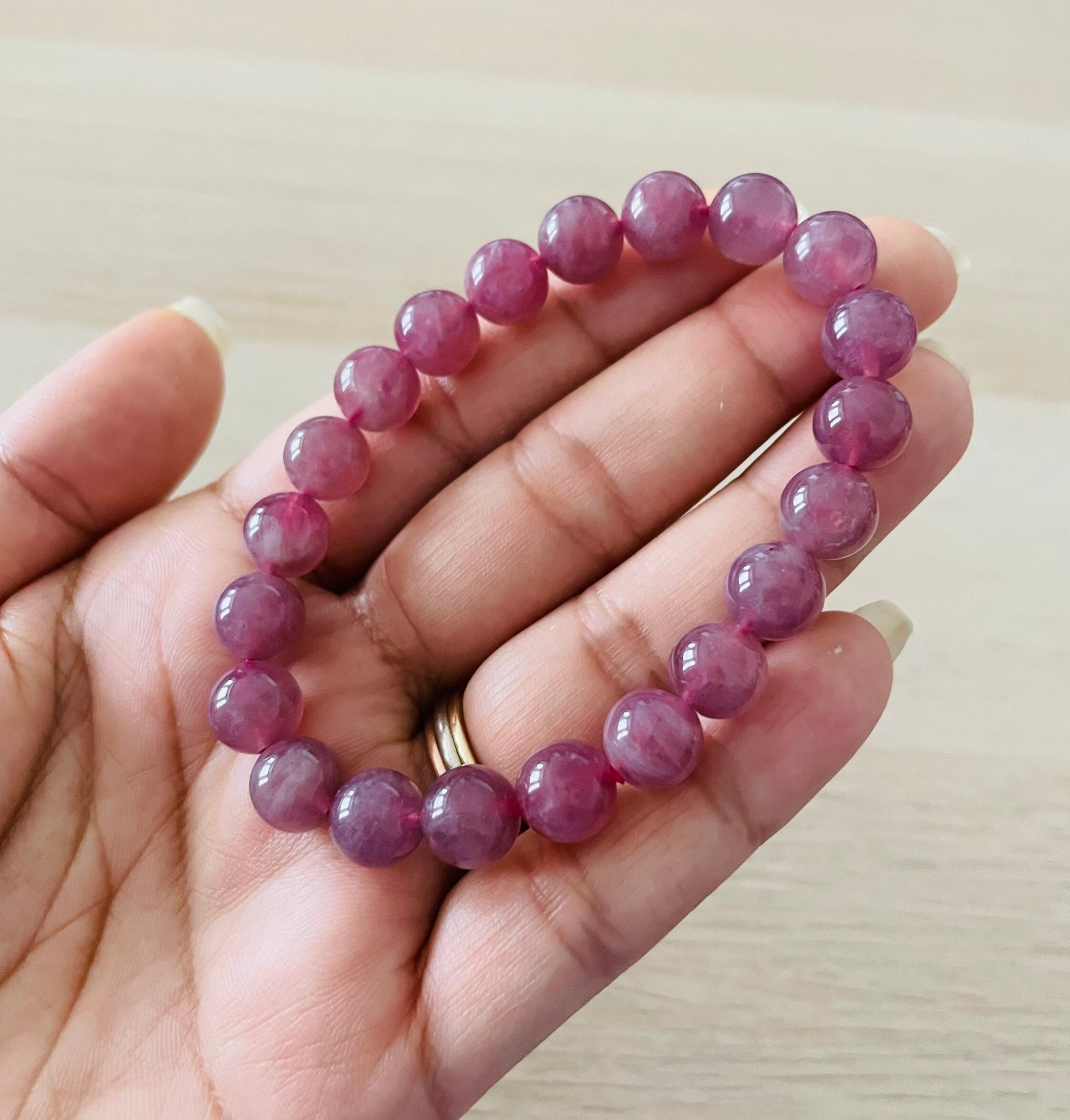 Lavender Rose Quartz Bracelet: Purple Pink Starlight Gemstone