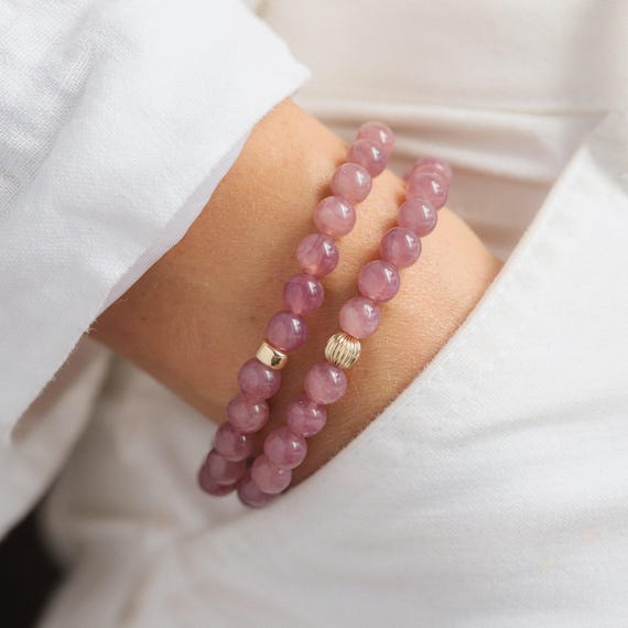 Madagascar Rose Quartz Bracelet, Madagascar Rose Gold, [ebrm1037] Pink Rose Quartz, Rose Quartz Bracelet 6mm, Love