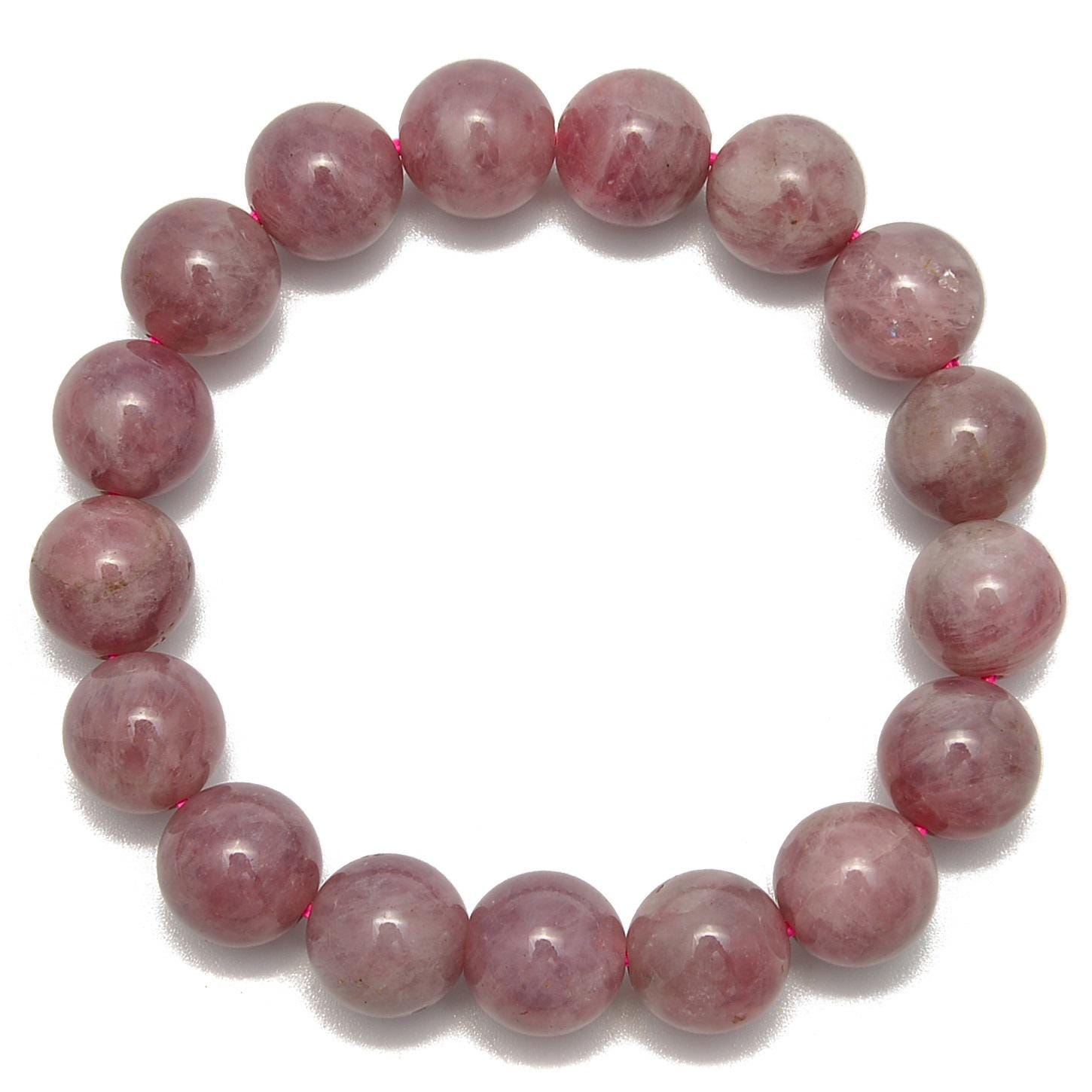 Madagascar Rose Quartz Bracelet Smooth Round 10mm 11mm 12mm 7.5'' Length Madagascar Rose Quartz Bracelet Smooth Round 10mm 11mm 12mm 7.5'' Length