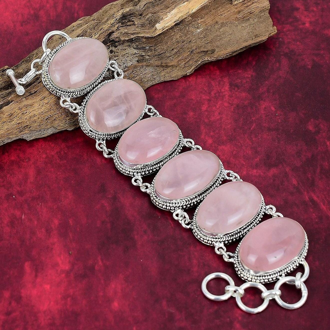 Natural Rose Quartz Bracelet, 925 Sterling Silver Jewelry, Bracelet Adjustable Bracelet, Gemstone Bracelet, Handmade Jewelry, Birthday Gifts Natural Rose Quartz Bracelet, 925 Sterling Silver Jewelry, Bracelet Adjustable Bracelet, Gemstone Bracelet, Handmade Jewelry, Birthday Gifts