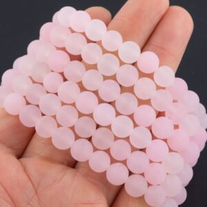 Natural Rose Quartz Bracelet Matte Round Size 6mm 8mm 7-7.5" Length Bracelet Crystal Bracelet