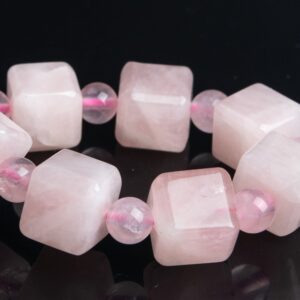 Only One 10-11mm Madagascar Rose Quartz Beads Bracelet Grade Aa Genuine Natural Beveled Edge Faceted Rectangle Gemstone 7.5" (119348h-2633)