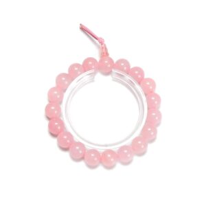 Rose Quartz Smooth Round With Guru Beaded Bracelet Size 8mm 10mm 7.5''Length
