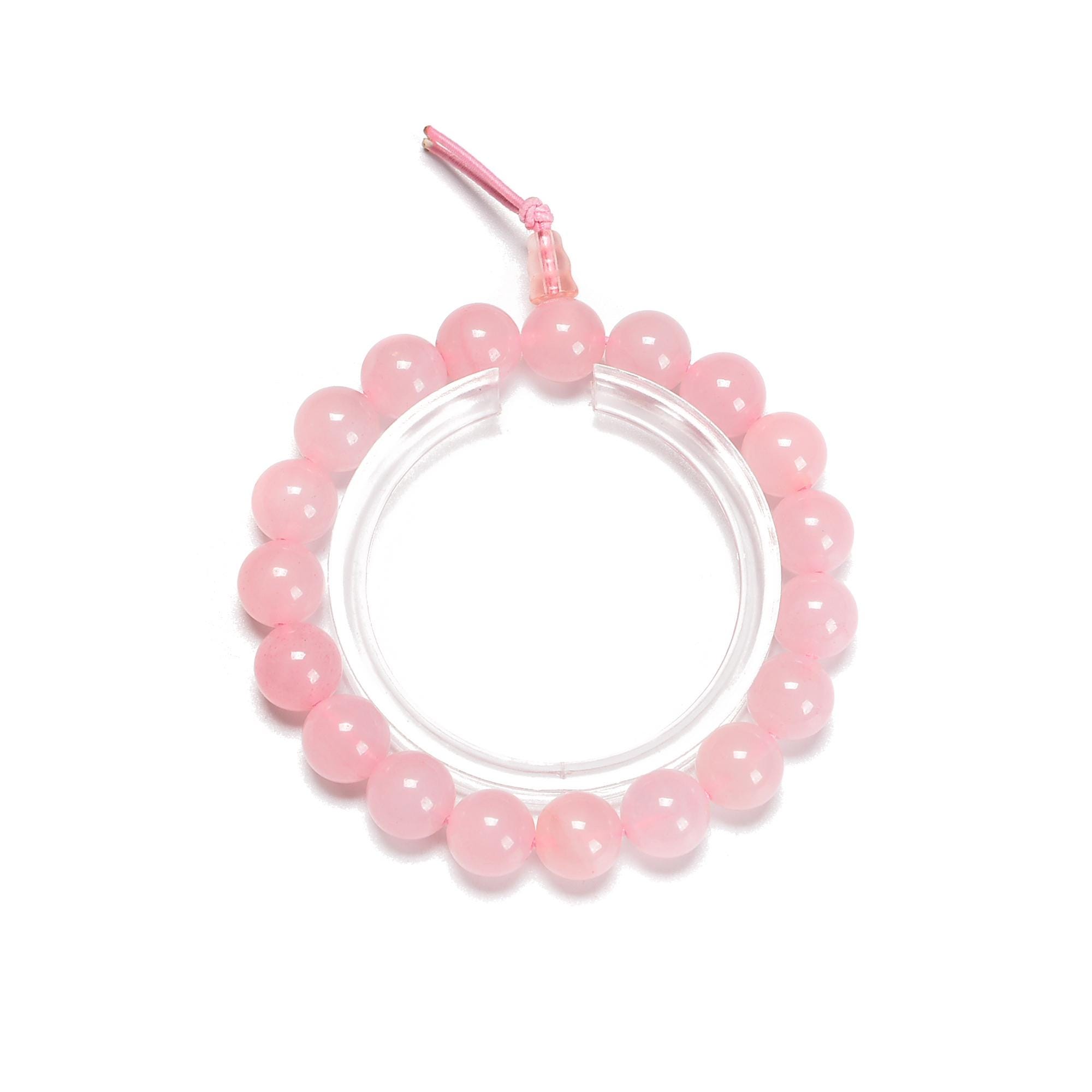 Rose Quartz Smooth Round With Guru Beaded Bracelet Size 8mm 10mm 7.5''length