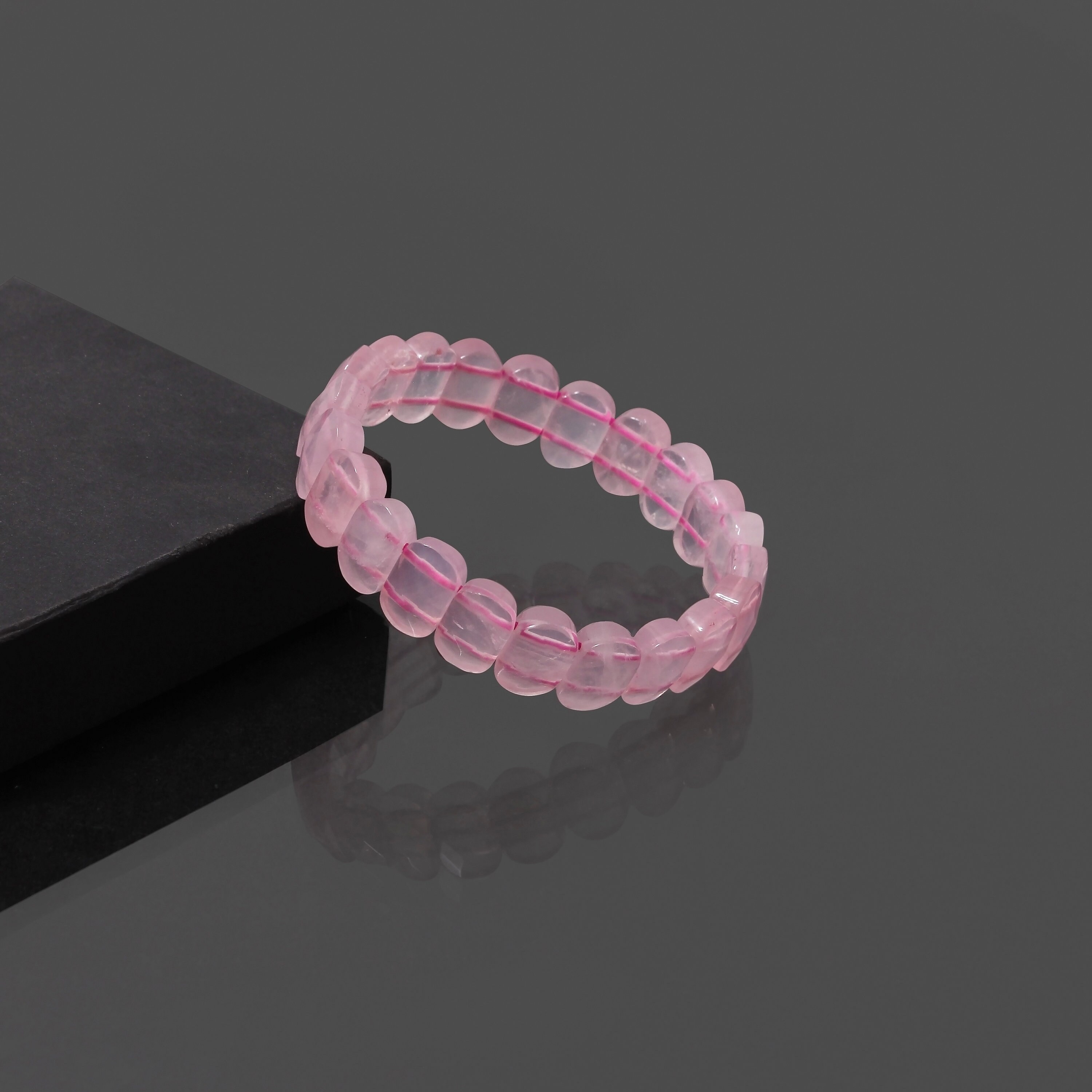 Rose Quartz Stretch Bracelet, Faceted Oval Crystal Jewelry Rose Quartz Stretch Bracelet, Faceted Oval Crystal Jewelry