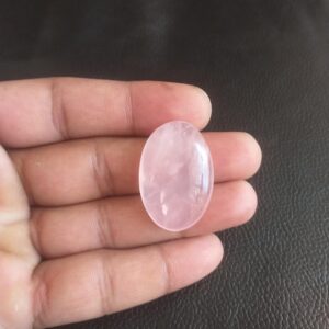 Rose Quartz Cabochon Gemstone: Oval Shape, 45 Carat (32x22x8 Mm)