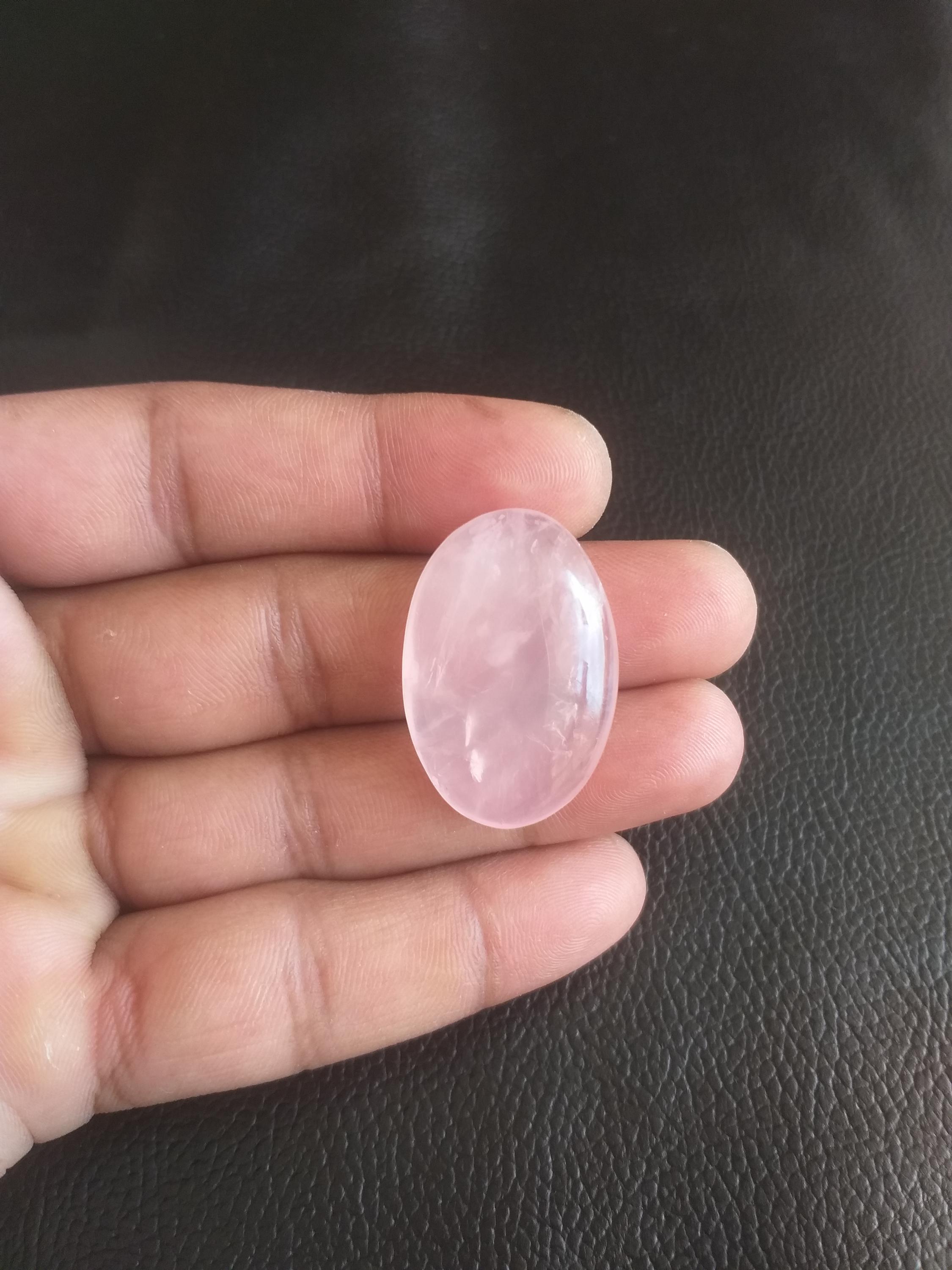 Rose Quartz Cabochon Gemstone: Oval Shape, 45 Carat (32x22x8 Mm) Rose Quartz Cabochon Gemstone: Oval Shape, 45 Carat (32x22x8 Mm)