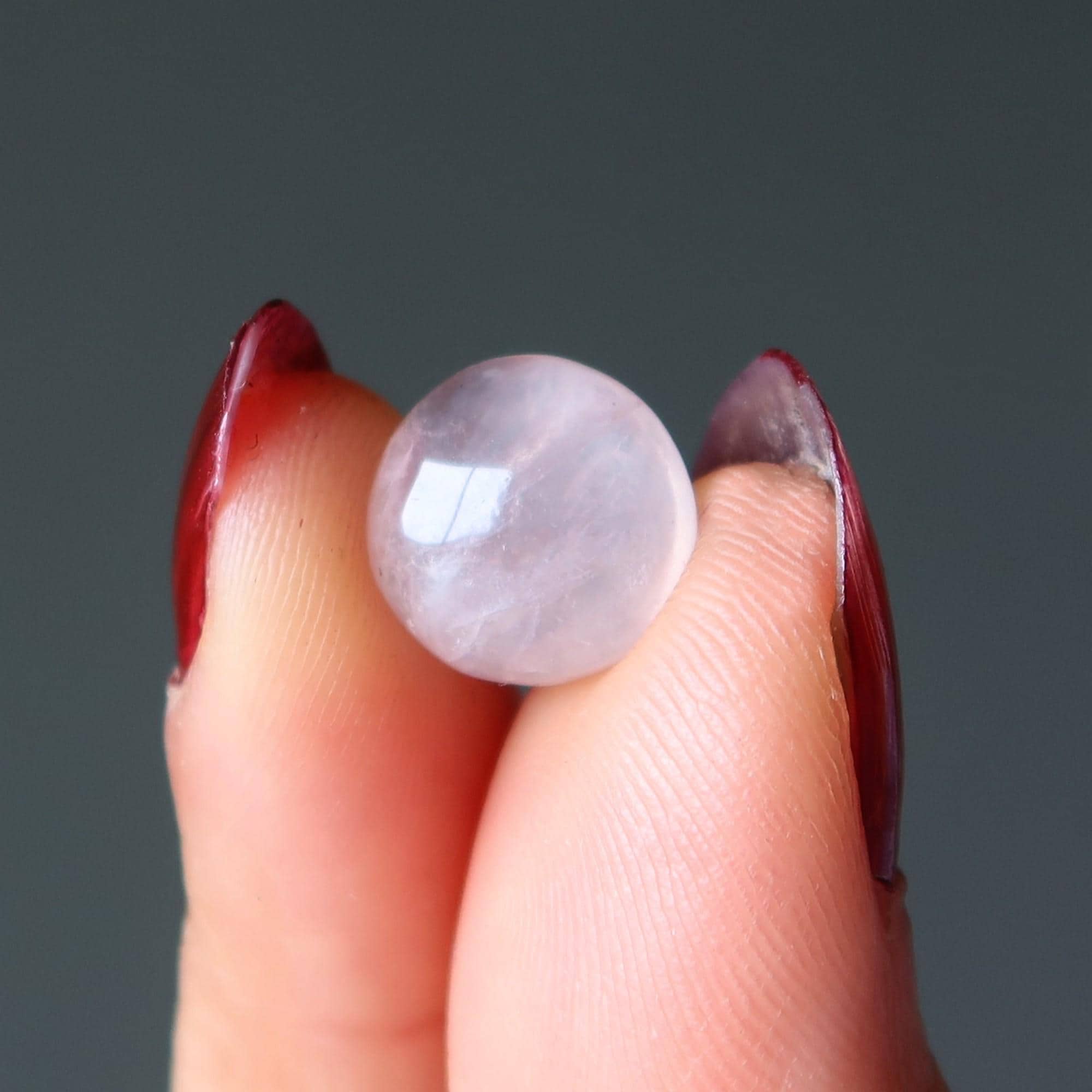 Rose Quartz Grid Crystal Coin Of Self-awareness Pink Cabochon