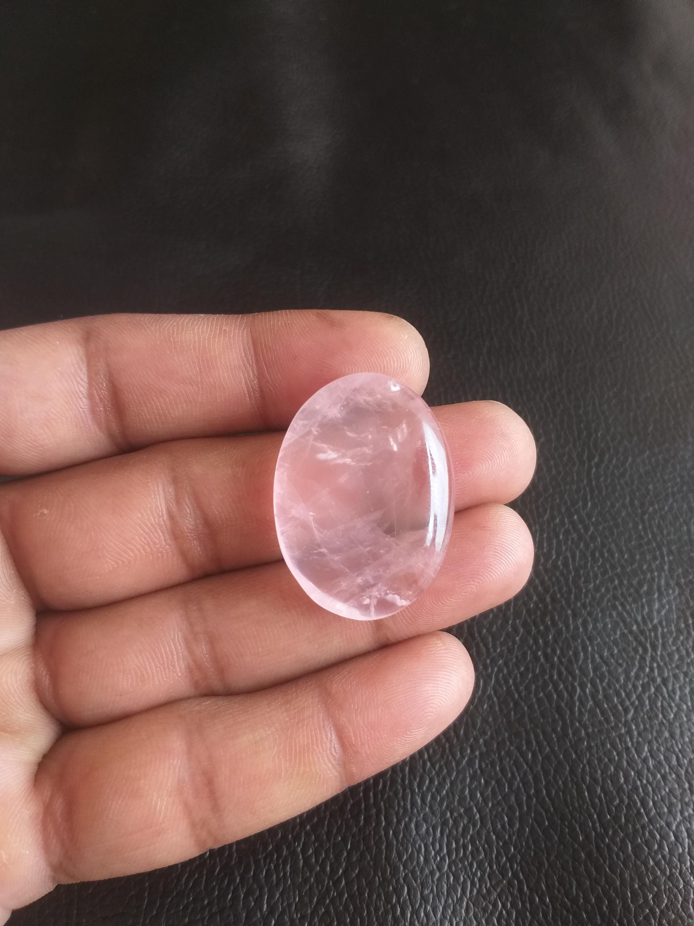 Rose Quartz Cabochon: Oval Gemstone For Jewelry Making (32x24x6 Mm, 47.5 Carat