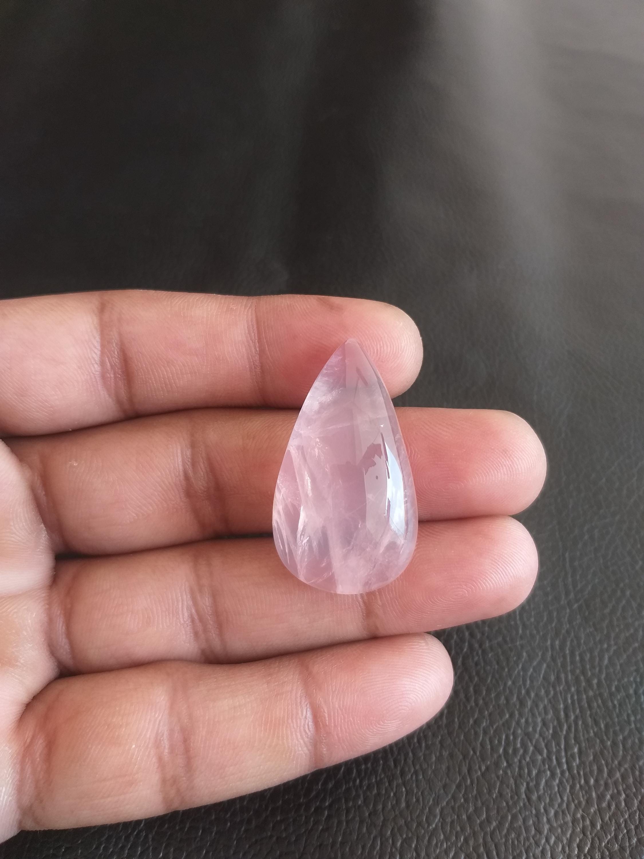 Rose Quartz Cabochon: Pear Shape Gemstone, 55 Carat (35x20x10 Mm) Rose Quartz Cabochon: Pear Shape Gemstone, 55 Carat (35x20x10 Mm)