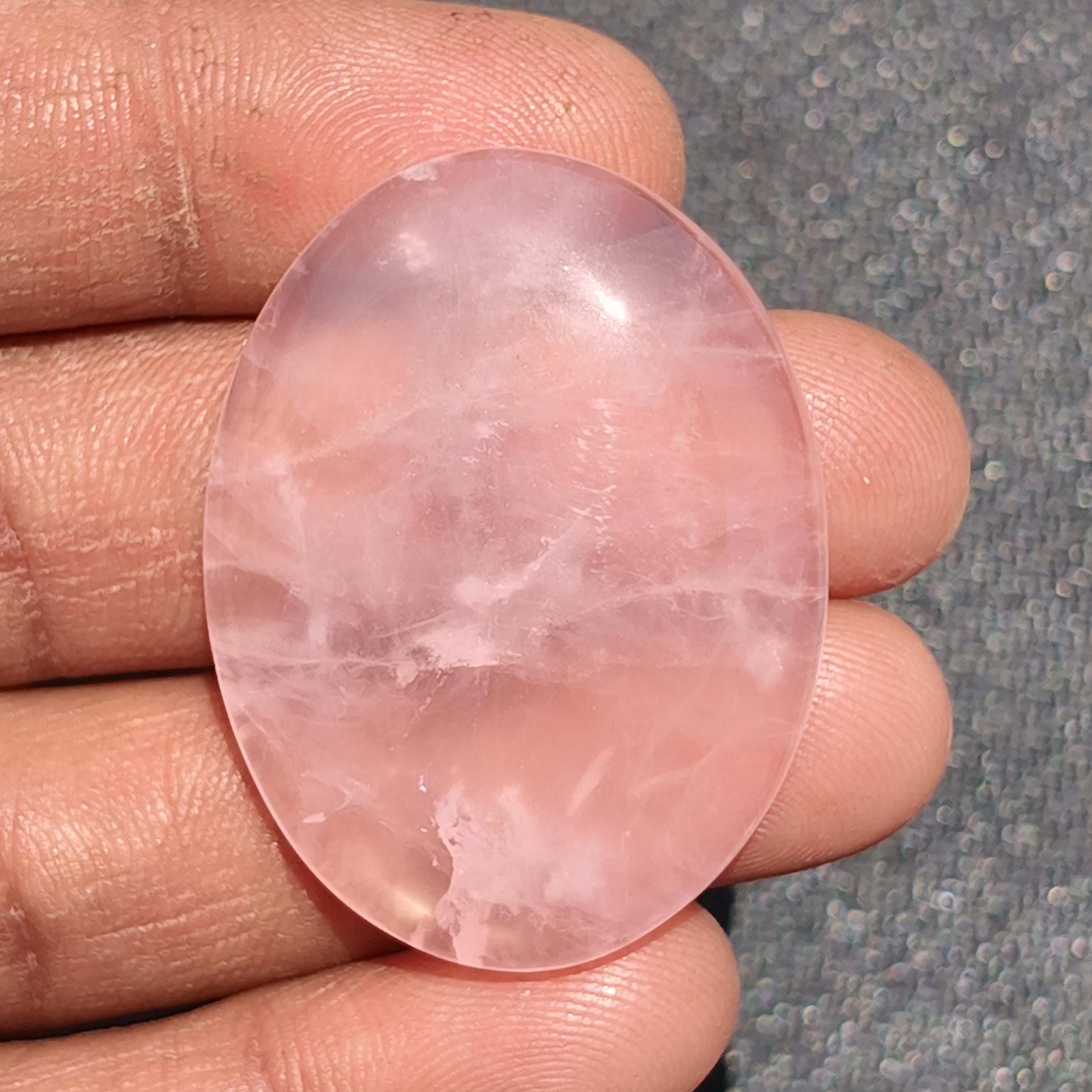 Pink Rose Quartz Cabochon: Loose Gemstone, 39x30mm (74cts.)