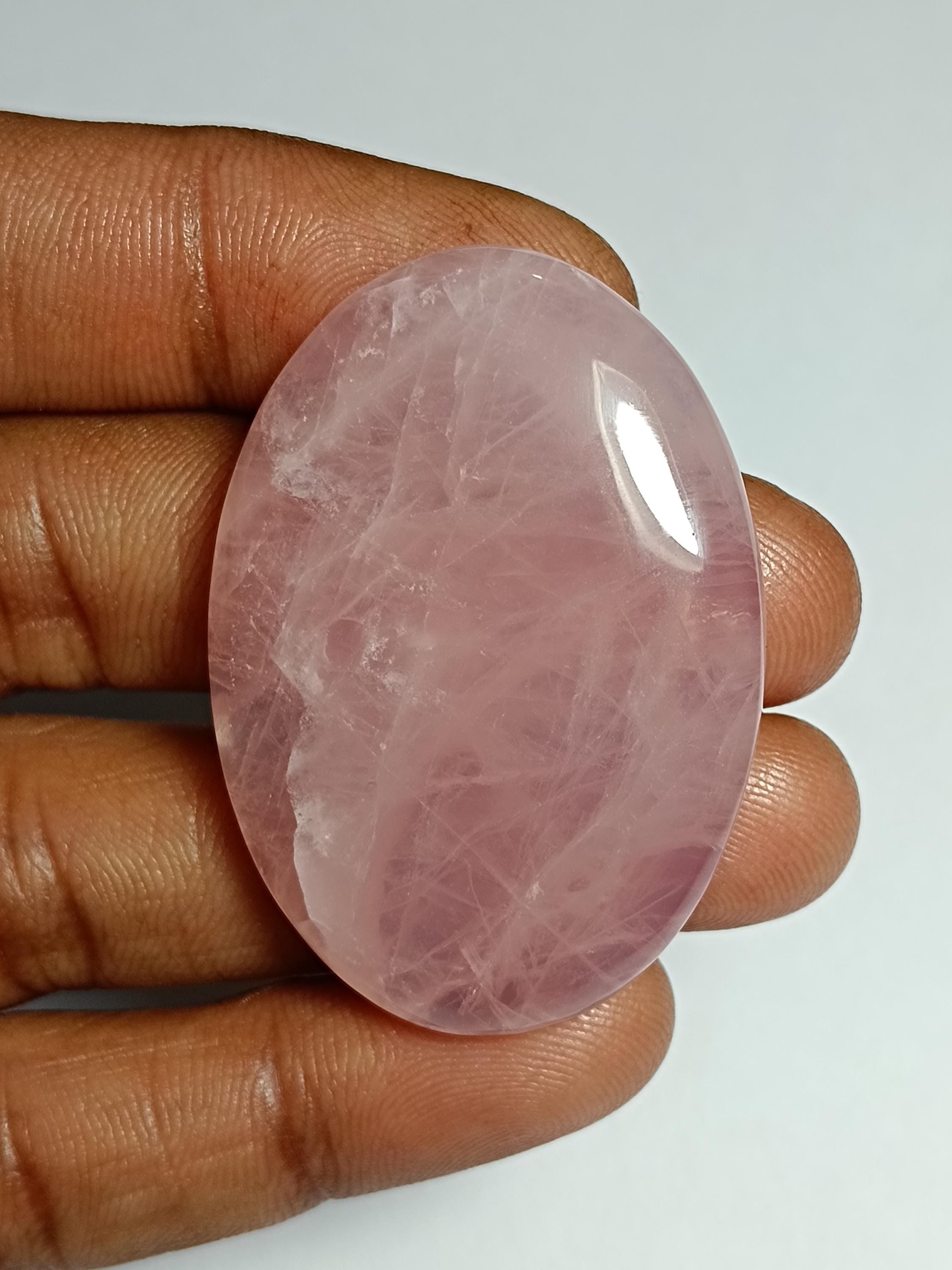 Pink Rose Quartz Cabochon: Loose Gemstone, 43x31mm (97cts.)