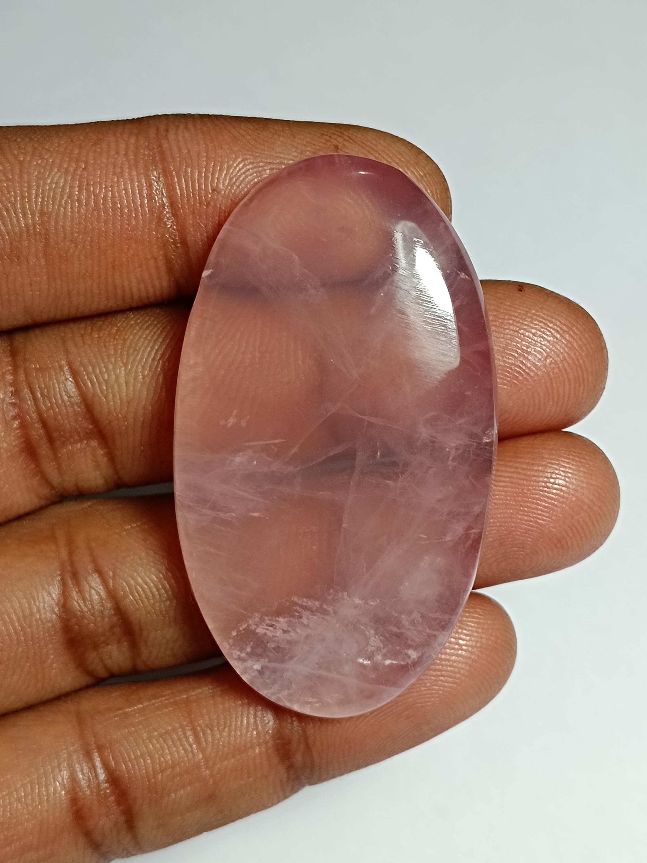 Pink Rose Quartz Cabochon: Loose Gemstone, 48x27mm (96cts.)