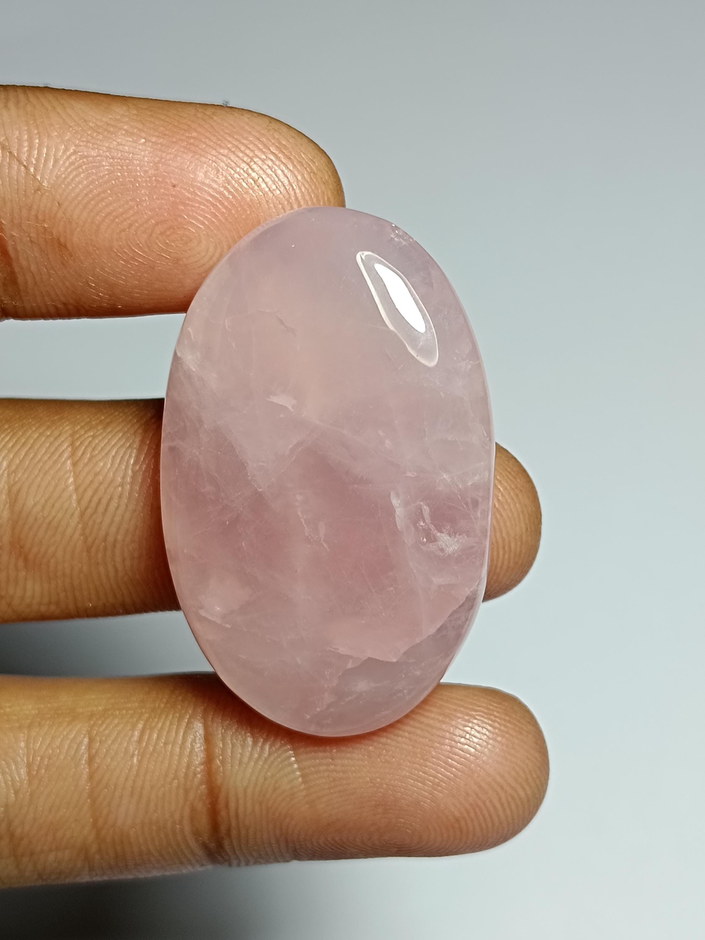 Pink Rose Quartz Cabochon: Loose Gemstone, 36x22mm (60cts.) Pink Rose Quartz Cabochon: Loose Gemstone, 36x22mm (60cts.)