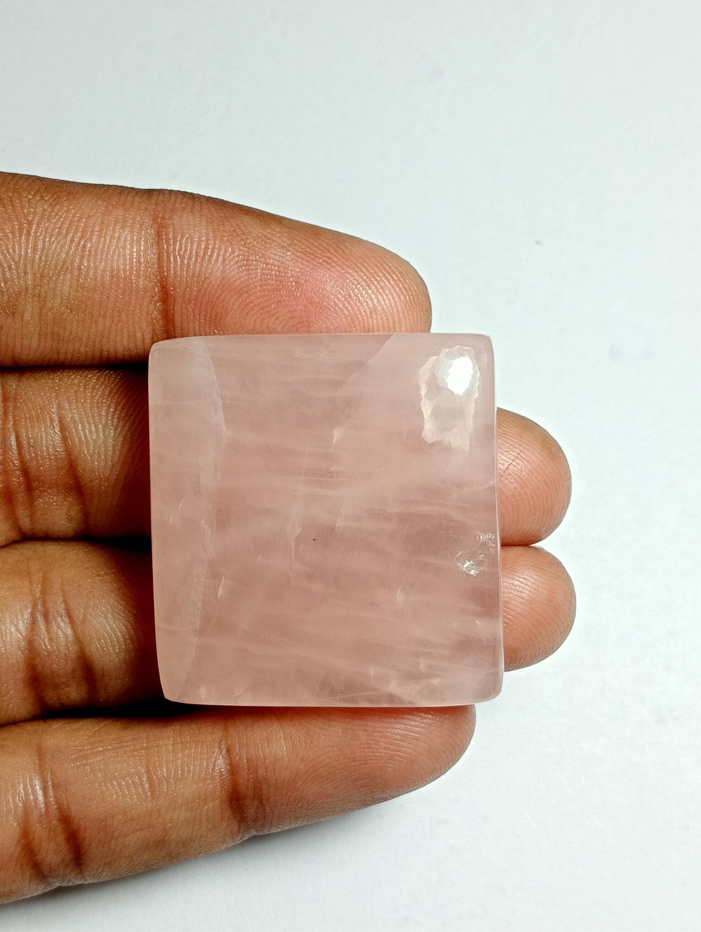 Pink Rose Quartz Cabochon: Loose Gemstone, 33x31mm