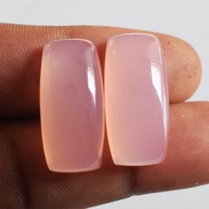Natural Pink Rose Quartz Rectangle Shape Cabochon Earring Pair Flat Back Polished Calibrated Gemstone Fir Jewelry Making All Sizes Available