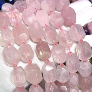 13-18mm Natural Faceted Rose Quartz Nugget Spacer Loose Beads,diy Handmade Jewelry Making Beaded Accessories,15 Inches One Strand