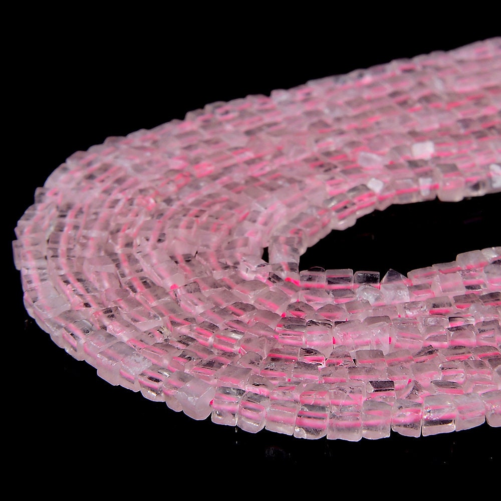 2mm Rose Quartz Gemstone Nugget Cube Loose Beads 15.5 Inch Full Strand (80008880-p13)