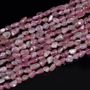 7-10MM Natural Madagascar Rose Quartz Gemstone Pebble Nugget Loose Beads (D185)