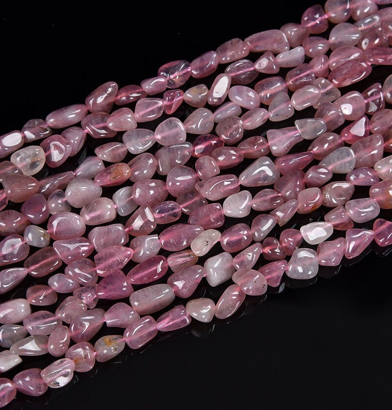 7-10mm Natural Madagascar Rose Quartz Gemstone Pebble Nugget Loose Beads (d185)