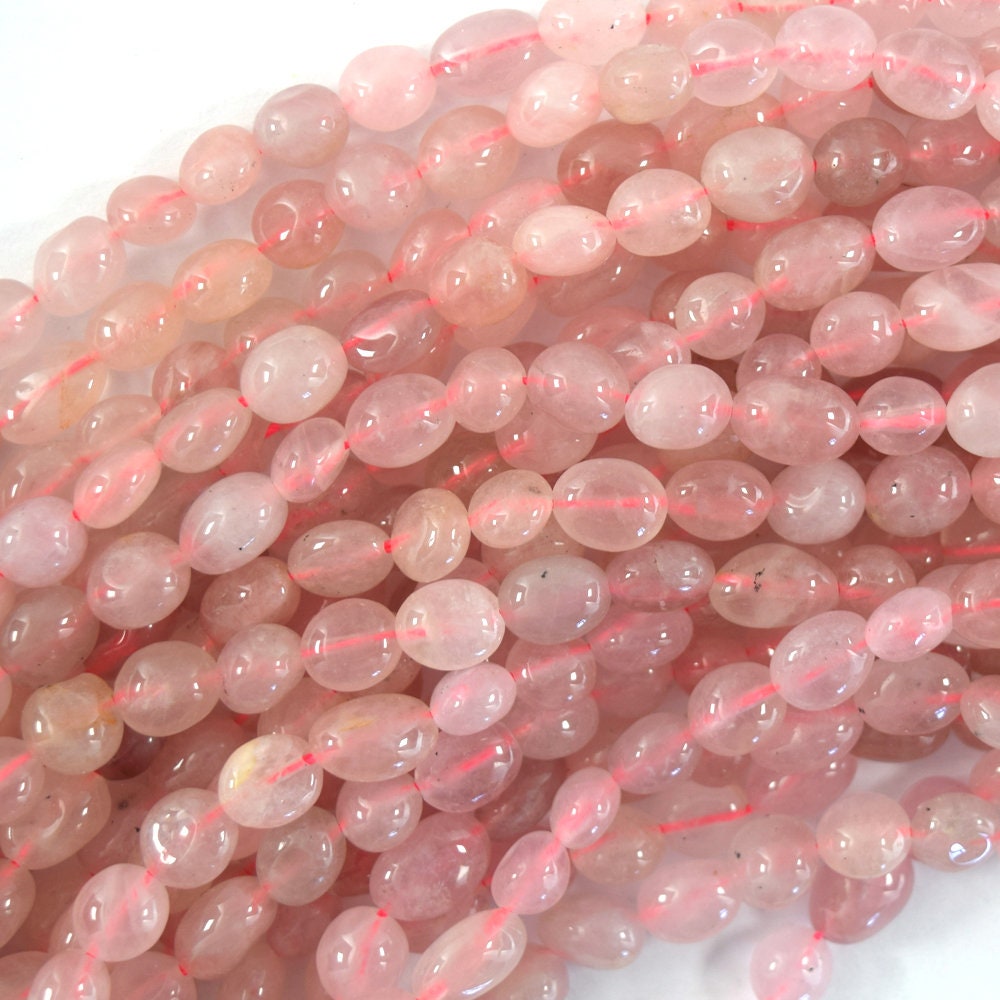 7mm - 9mm Natural Madagascar Pink Rose Quartz Pebble Nugget Beads 15.5" Strand 7mm - 9mm Natural Madagascar Pink Rose Quartz Pebble Nugget Beads 15.5" Strand